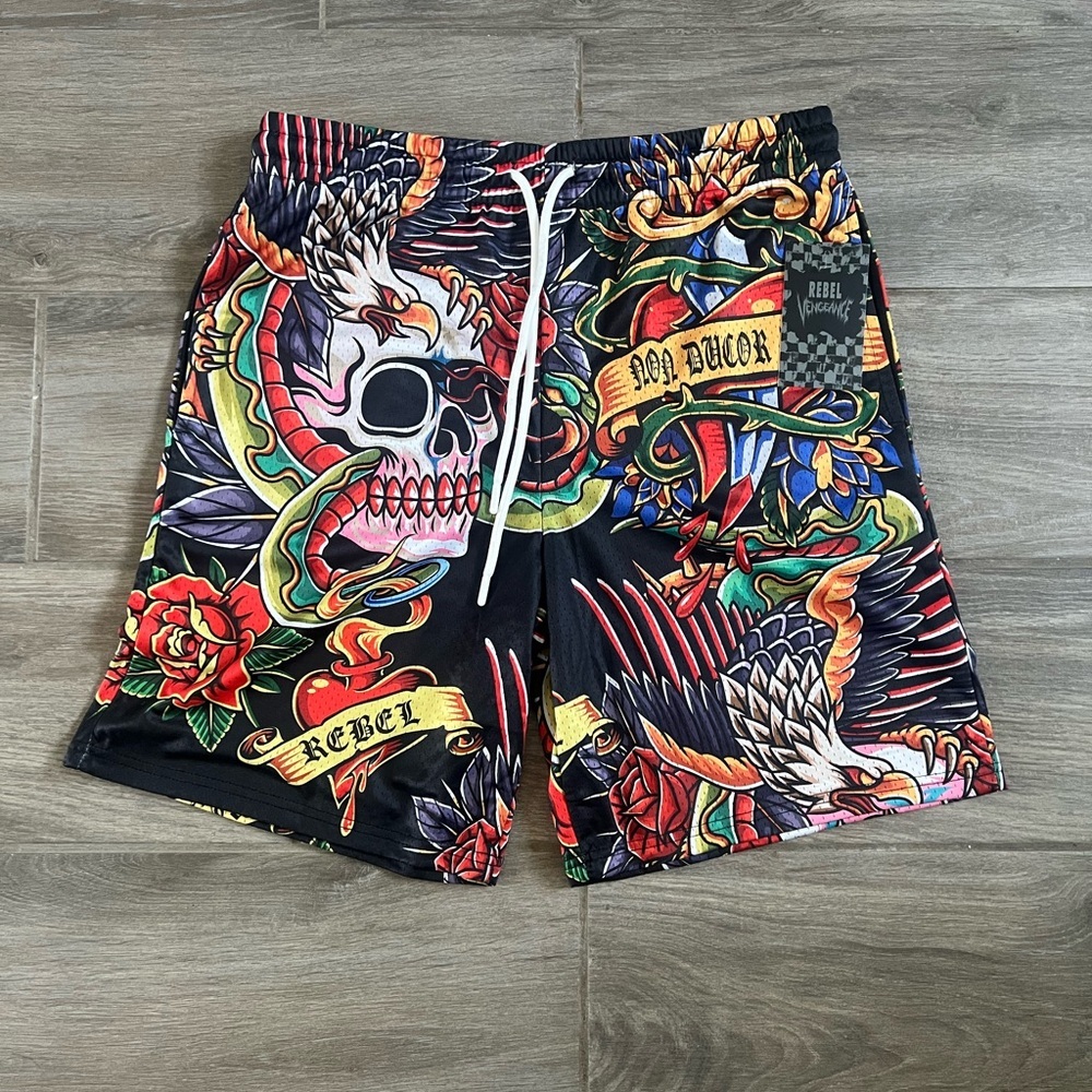 Rebel Vengeance Men’s Graphic Multicolor Print Short